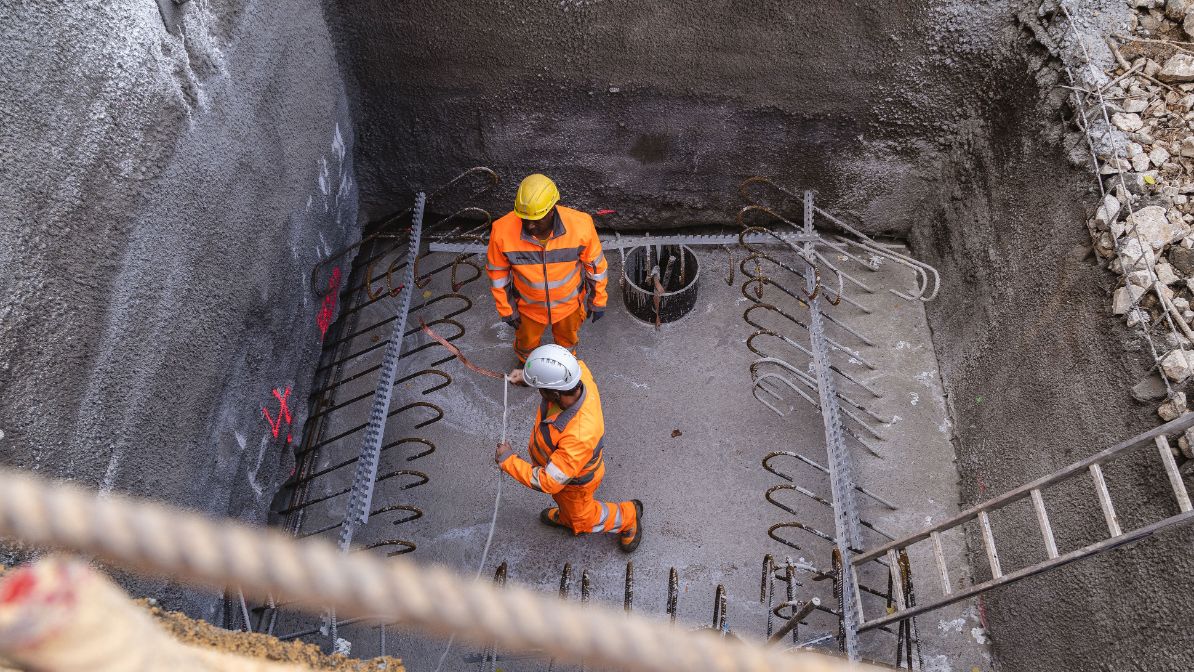 Ferraillage des fondations du pylône 130 à Chandoline, le 31 octobre 2018