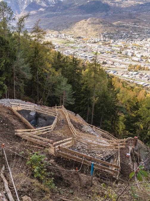 Chantier du pylône 130 à Chandoline, le 31 octobre 2018