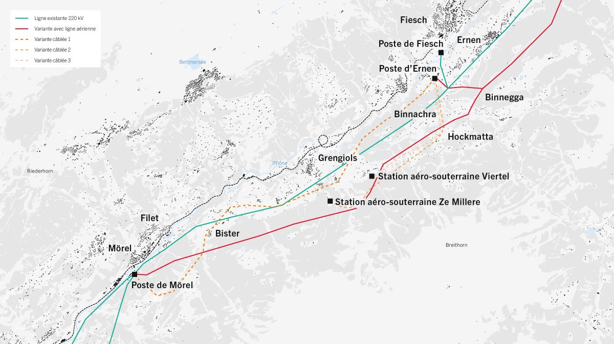 Plan de situation étude du câblage traversée de la Binna