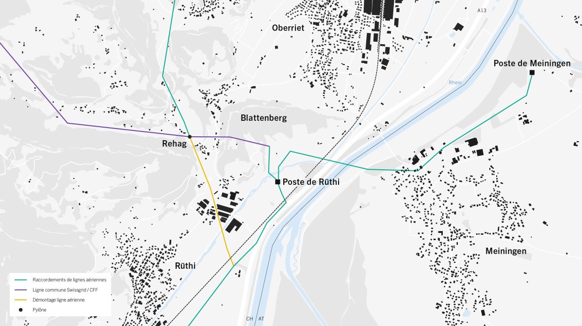 Plan de situation de la sous-station de Rüthi